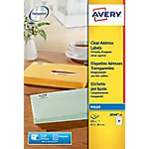 Avery J8560-25 Address Labels Self Adhesive 63.5 x 38.1mm Clear 25 Sheets of 21 Labels