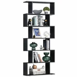Beckett Room Divider Bookcase with 6 Shelves, Black
