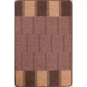 Multi Mat Washable Blocks Doormat Non Slip Rug Beige 57 x 150cm (110''x411')