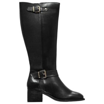 Linea Chunky Heel Knee High Boots - Black