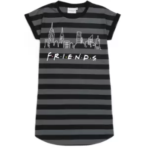 Friends Girls Striped Nightie (9-10 Years) (Grey/Black)