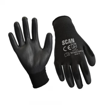 Black Pu Coated Gloves - M (Size 8) (240 Pairs)