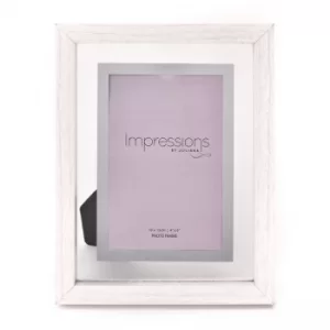 Impressions White Wooden Frame Perspex Border 4" x 6"