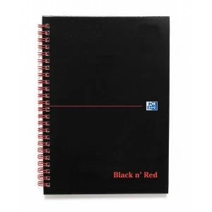 Black n Red A5 Glossy Hardback Wirebound Notebook 90gm2 140 Pages Ruled and Perforated Recycled Black Pack of 5