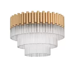 Contemporary Ceiling 7 Light Gold, Crystal