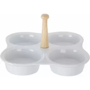 4 Section White Ceramic Snack Dish - Premier Housewares