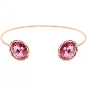 Ted Baker Ladies Rose Gold Plated Revenna Double Rivoli Crystal Ultra Fine Cuff