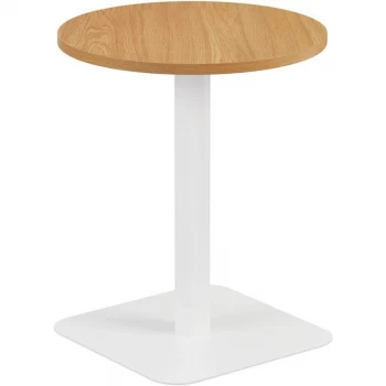 600MM Circular Mid Contract Table - White/Oak