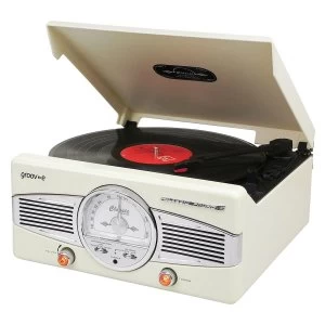 Groov-e Retro Series Vinyl Player with Radio and Built in Speakers - Cream