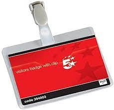 5 Star Office Name Badges Visitors Landscape with Plastic Clip 60x90mm Pack 25