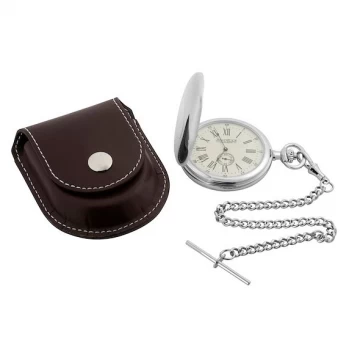 Jean Pierre Hunter Mens Pocket Watch & Brown Leather Pouch