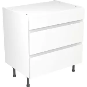 Kitchen Kit Flatpack J-Pull Kitchen Cabinet Base 3 Drawer Unit Ultra Matt 800mm in White MFC