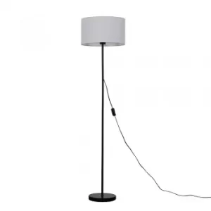 Charlie Black Floor Lamp with Large Cool Grey Shade