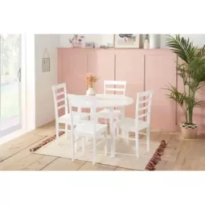 Birlea Pickworth Round Dining Set With 4 Upton Chairs White