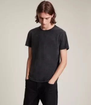AllSaints Mens Bodega Crew T-Shirt, Washed Black, Size: M