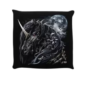 Spiral Dark Unicorn Filled Cushion (One Size) (Black)