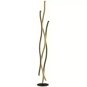 Searchlight Bloom Swirl LED Floor Lamp, Black With Wood Effect