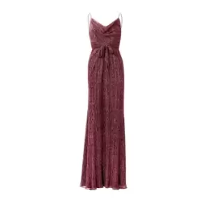 Adrianna Papell Metallic Crinkle Gown - Red
