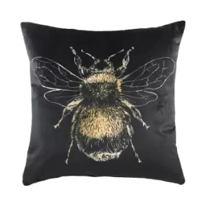 Evans Lichfield Bee Cushion Cover (43cm x 43cm) (Black)