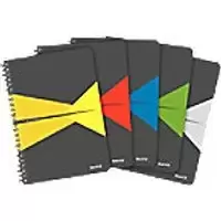 LEITZ Office Wirebound Notebook A5 Ruled PP (Polypropylene) Assorted Perforated Pack of 5