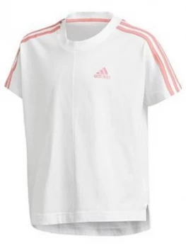Adidas Girls Junior G 3-Stripes T-Shirt - White