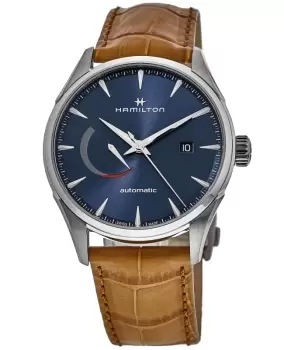 Hamilton Jazzmaster Power Reserve Auto Blue Dial Brown Leather Strap Mens Watch H32635541 H32635541