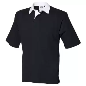 Front Row Short Sleeve Sports Rugby Polo Shirt (M) (Black)