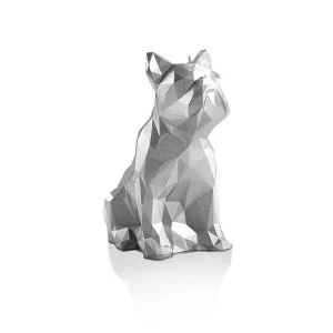 Silver Low Poly Bulldog Candle