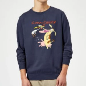 Cow and Chicken Characters Sweatshirt - Navy - 5XL