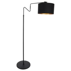Linstrom Floor Lamp with Shade Black Matte, Chintz Fabric