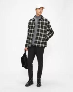 Checked Wool Wadded Shacket