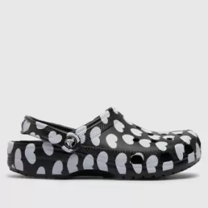 Crocs Black & White Classic Heart Icon Clog Sandals