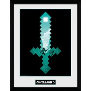 Minecraft Diamond Sword Framed Collector Print