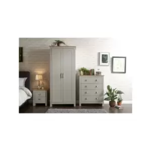 Lancaster - Bedroom Furniture Set Grey Wardrobe Chest 4 Drawers Bedside Table Wood Storage