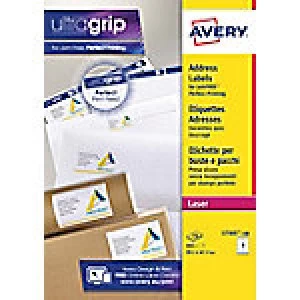 AVERY Parcel Labels L7165-100 UltraGrip White Self Adhesive A4 99.1 x 67.7mm 100 Sheets of 8 Labels