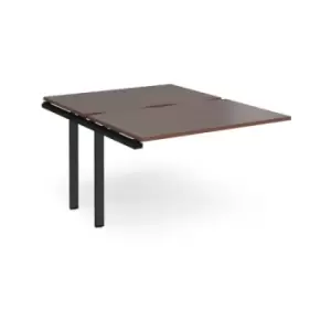 Bench Desk Add On Rectangular Desk 1200mm With Sliding Tops Walnut Tops With Black Frames 1600mm Depth Adapt