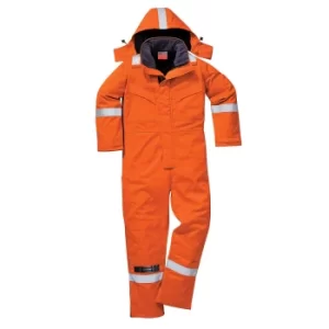 Biz Flame Mens Flame Resistant Antistatic Winter Overall Orange Extra Large 34"