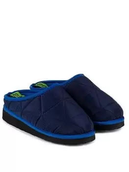 TOTES Boys Premium Quilted Mini Me Slipper - Navy, Size 2 Older
