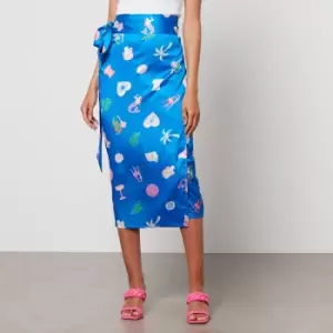Never Fully Dressed Blue Anthea Jaspre Satin Skirt - UK 12