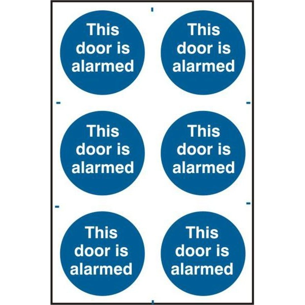 ASEC This Door Is Alarmed 200mm x 300mm PVC Self Adhesive Sign