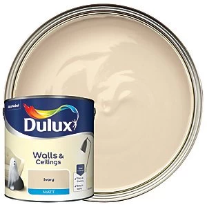 Dulux Walls & Ceilings Ivory Matt Emulsion Paint 2.5L