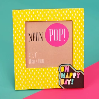4" x 4" - Neon Pop Photo Frame Neon Yellow - Oh Happy Day