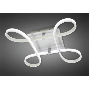 Knot 40W LED 4 Looped Arms Ceiling Light 3000K, 3100lm, silver / frosted acrylic / polished chrome