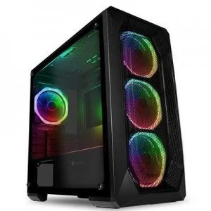 GameMax Kamikaze Pro Micro Tower 2 x USB 3.0 / 2 x USB 2.0 Tempered Glass Side Window Panel Black Case with Addressable RGB LED Fans