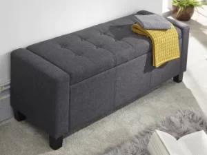 GFW Verona Charcoal Grey Upholstered Fabric Storage Bench Flat Packed