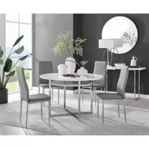 Furniture Box Adley White High Gloss Storage Dining Table and 4 Grey Milan Chrome Leg Chairs