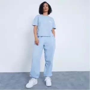 I Saw It First Basic Embroidered T Shirt and Joggers Set - Blue