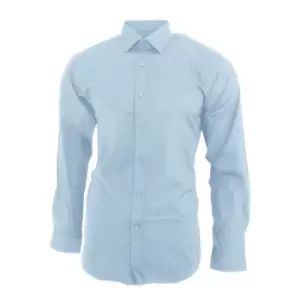 Brook Taverner Mens Pisa Long Sleeve Slim Fit Shirt (17) (Sky Blue)