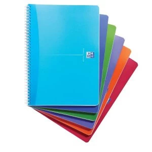 Oxford Office Translucent A4 Wirebound Notebook 180 Pages 90gm2 Polypropylene Cover Smart Ruled Assorted Colours Pack of 5