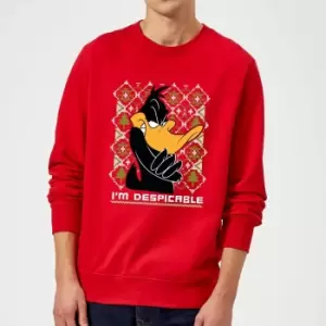 Looney Tunes Daffy Duck Knit Christmas Jumper - Red - XL
